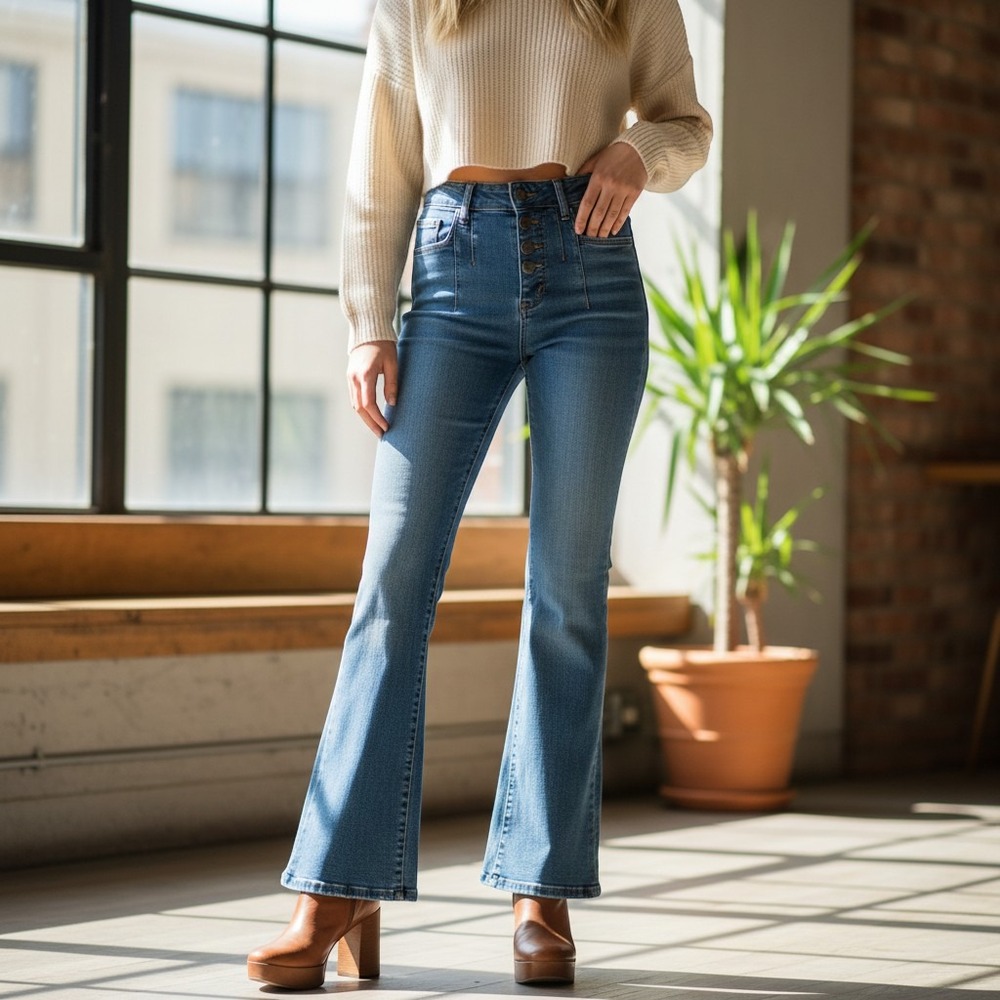We The Free Jayde High-Rise Flare Jeans W27" x L29.5 Women's Medium Wash Denim